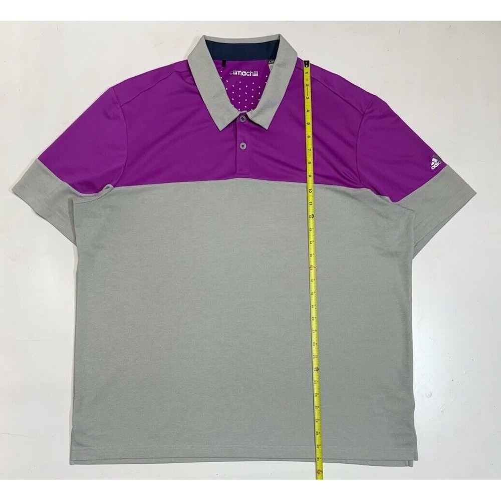 Adidas Golf Performance‎ Polo Mens 2XL Climachill Gray Purple Ventilation